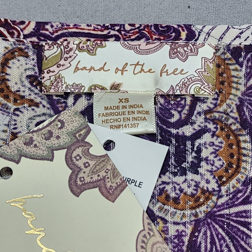Band of the Free Mirabelle Cream Purple Paisley Lace Crop Top Sz XS NWT - Picture 6 of 7